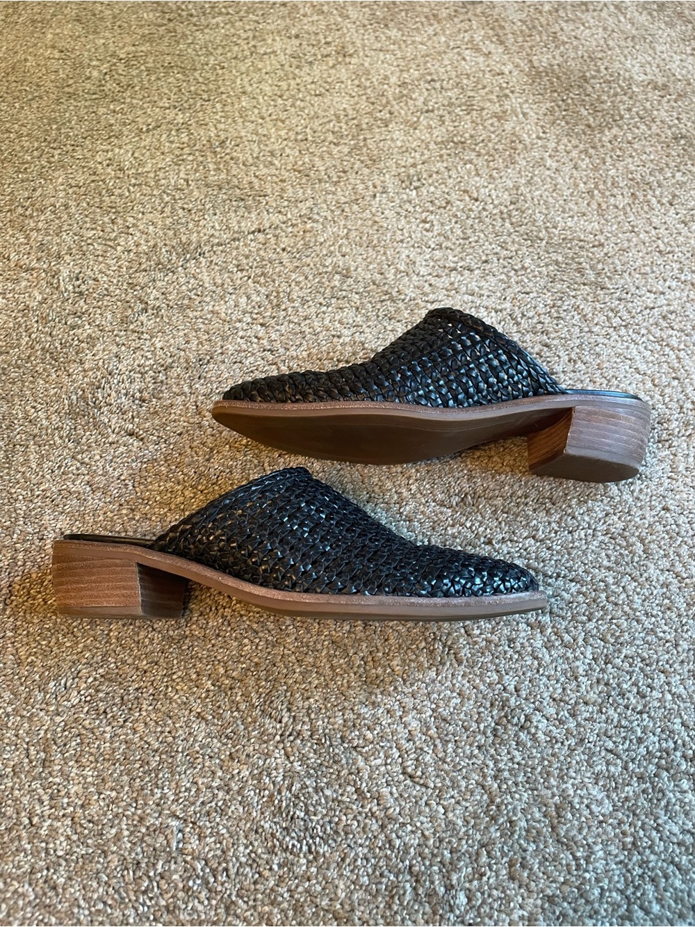 Chelsea & Violet Auggie Woven Leather Black Slip-On Mules Sz: 6.5 Coastal chic - Picture 6 of 9